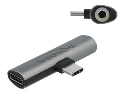 DELOCK Audio Adapter USB Type-C zu Klinkenbuchse und USB Type-C PD grau - Vorderansicht