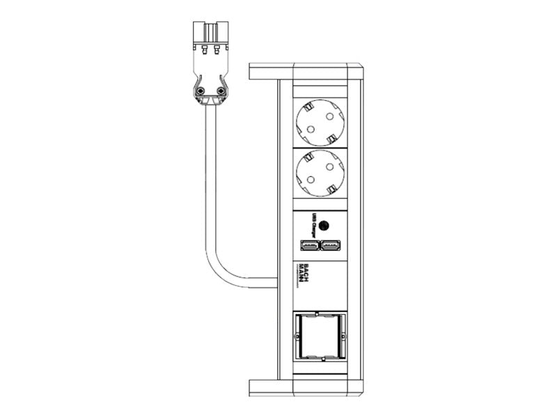BACHMANN DESK 2xCEE7/3 1xUSB Charger Vorderansicht