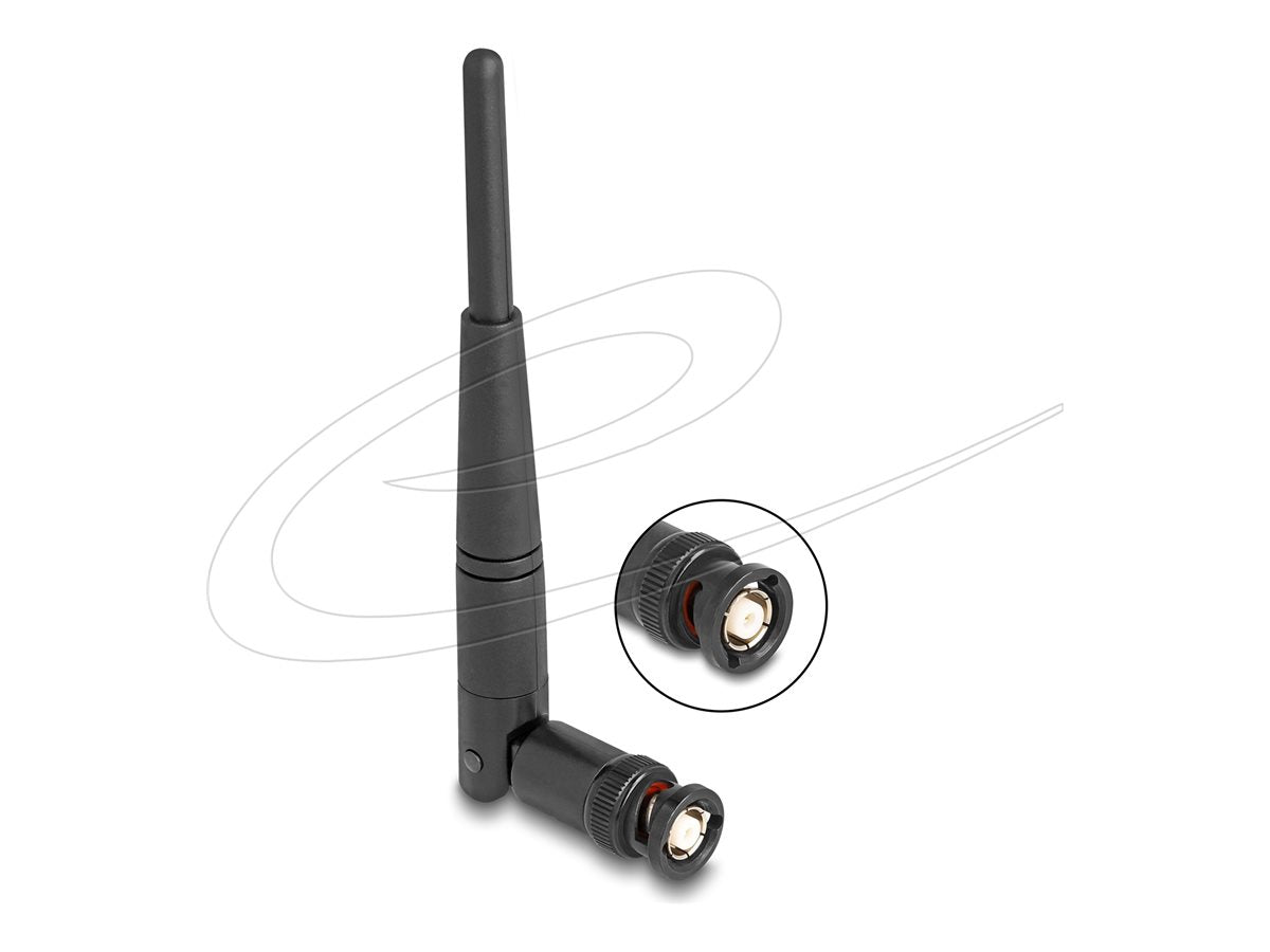DELOCK WiFi 2,4 GHz Antenne BNC Stecker 2 dBi 14,5cm omnidirektional mit Kippgelenk schwarz - Vorderansicht
