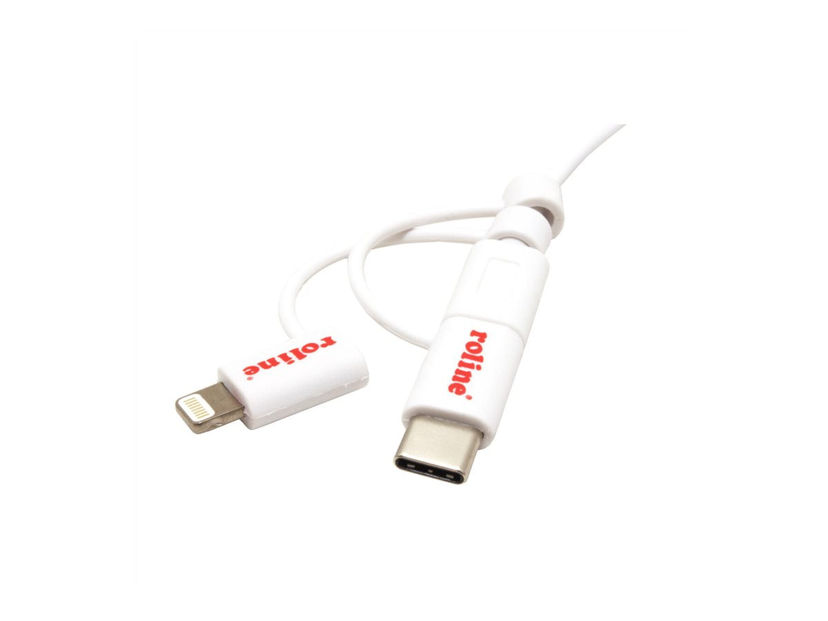 ROLINE USB 2.0 Sync- & Ladekabel Typ A - Typ C / 8-Pin / USB MicroB Anschlussansicht