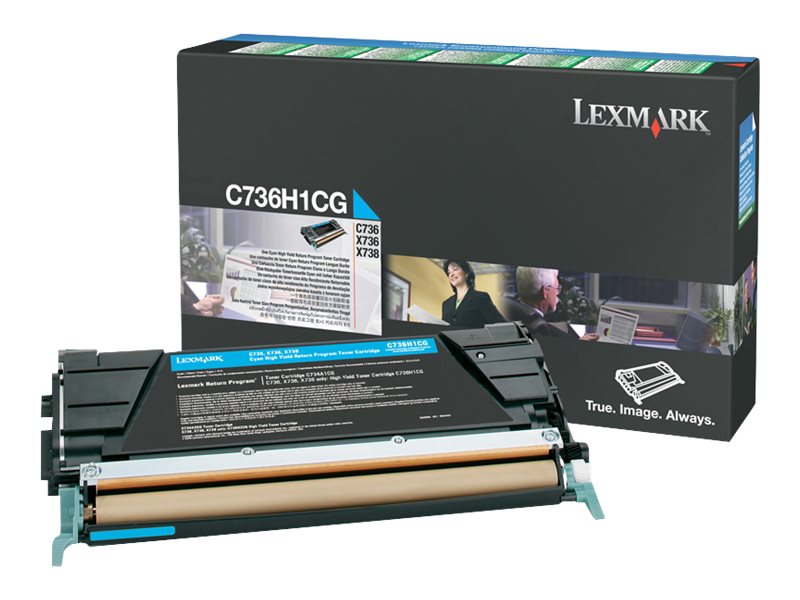 LEXMARK C736 Toner cyan hohe Kapazität Vorderansicht