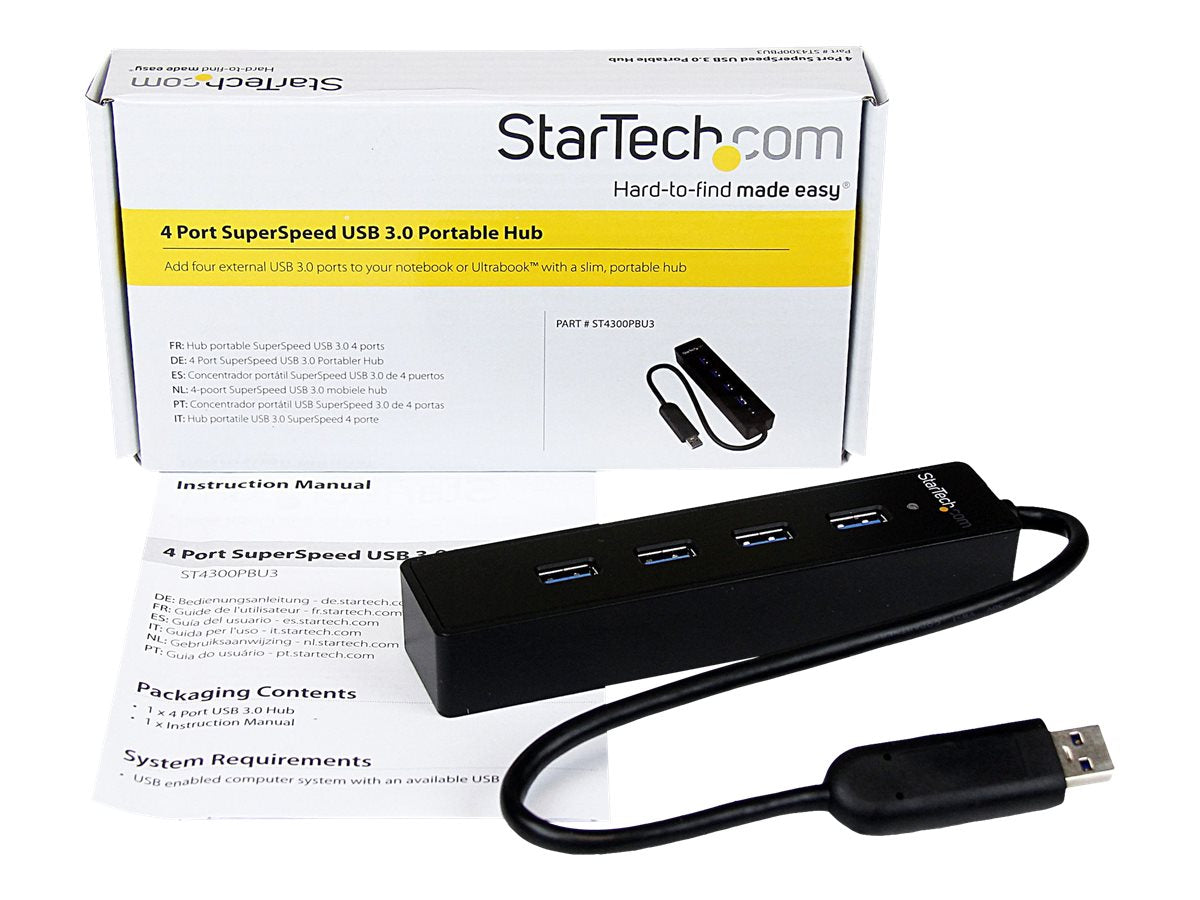 STARTECH.COM 4 Port Portable SuperSpeed USB 3.0 Hub Vorderansicht