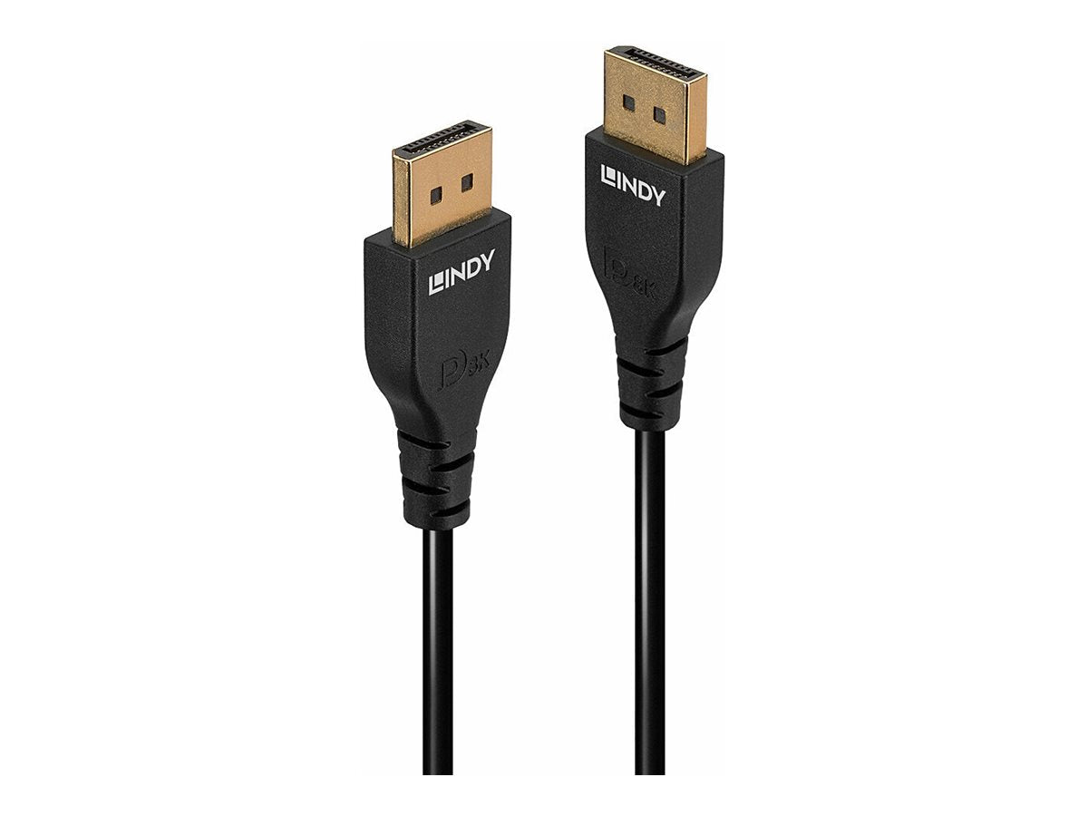 LINDY 2m DisplayPort 1.4 Kabel Slim DP-Stecker an DP-Stecker - Vorderansicht