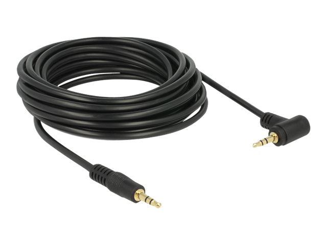 DELOCK Klinkenkabel 3,5mm 3 Pin Stecker gewinkelt 5m schwarz - Vorderansicht