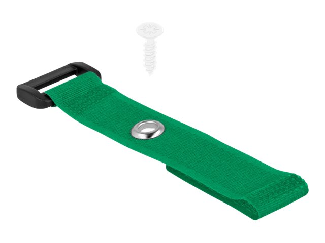 DELOCK Klett-Kabelbinder mit Schlaufe und Befestigungsöse L 150 x B 20mm grün 5 Stück
