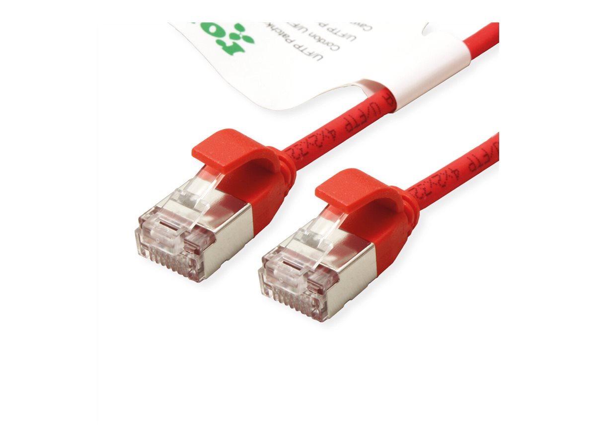 ROLINE GREEN U/FTP Patchkabel Kat.6A Class EA LSOH slim rot 0,15m Verpackung