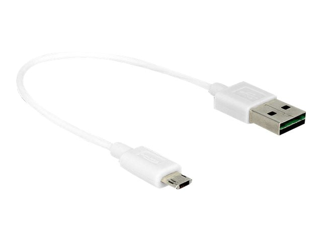 DELOCK Kabel EASY-USB 2.0 Typ-A Stecker > EASY-USB 2.0 Typ Micro-B Stecker weiss 20 cm - Vorderansicht
