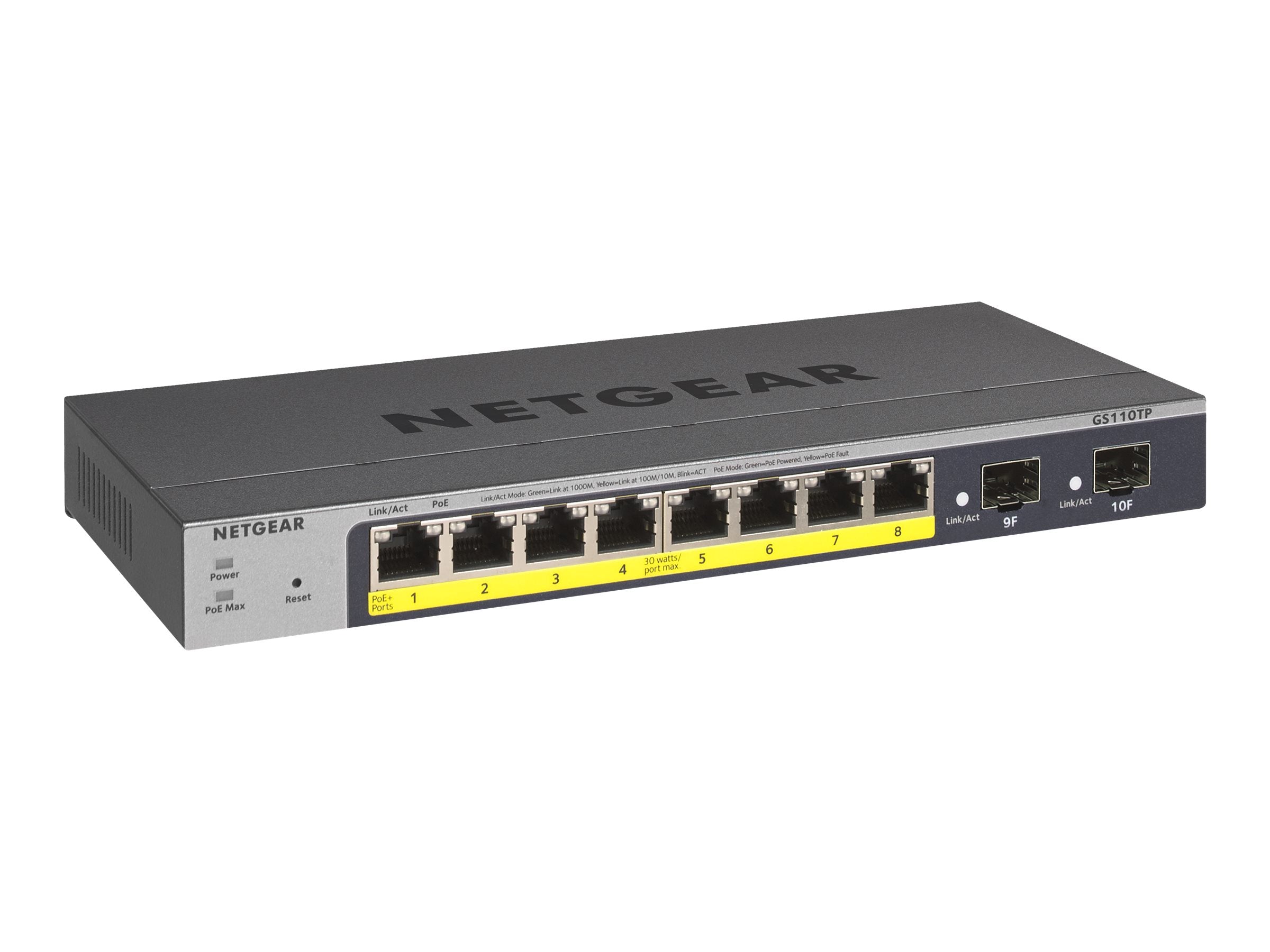 NETGEAR 10-Port Gb Smart Managed Pro Switch m. PoE - Vorderansicht