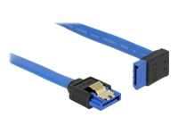 DELOCK Kabel SATA 6 Gb/s Buchse gerade > SATA Buchse oben gewinkelt 100cm blau mit Goldclips