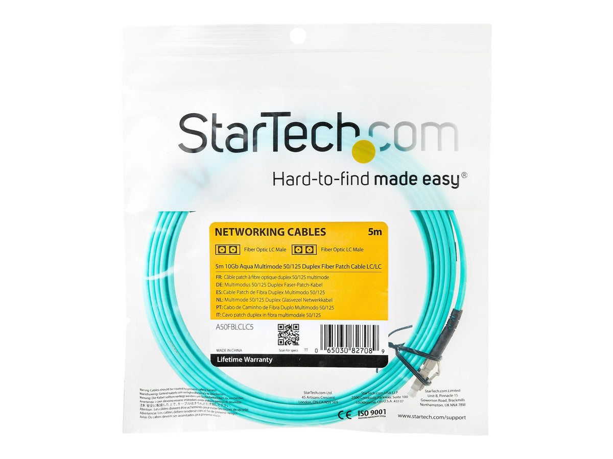 STARTECH.COM 5m 10Gb Aqua LC/LC Duplex 50/125 Multimode LSZH Fiber Cable Vorderansicht