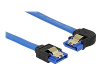 DELOCK Kabel SATA 6 Gb/s Buchse gerade > SATA Buchse links gewinkelt 30cm blau mit Goldclips