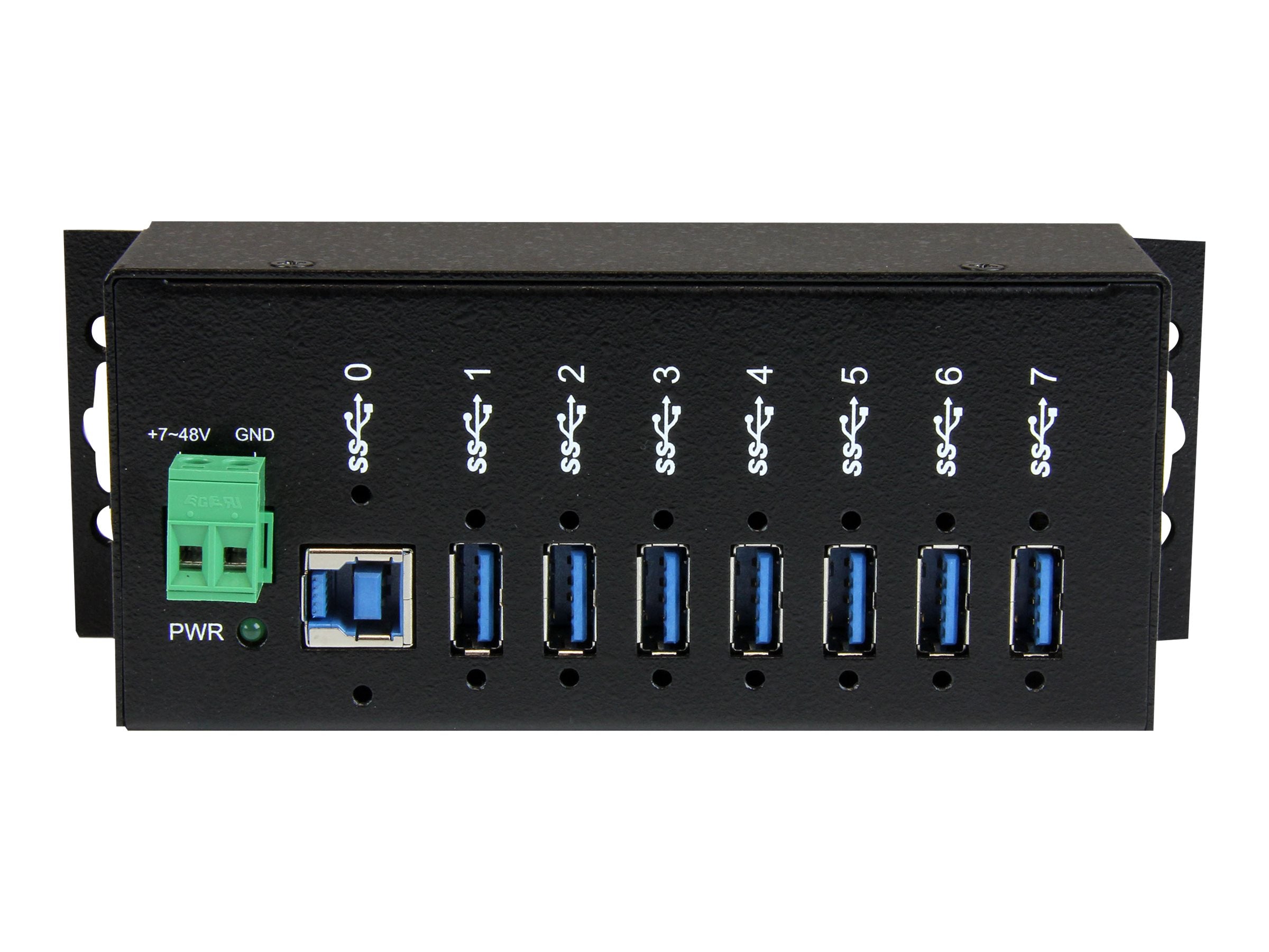 Vorderansicht des STARTECH.COM 7 Port rugged mountable industrial USB 3.0 hub with surge Protector