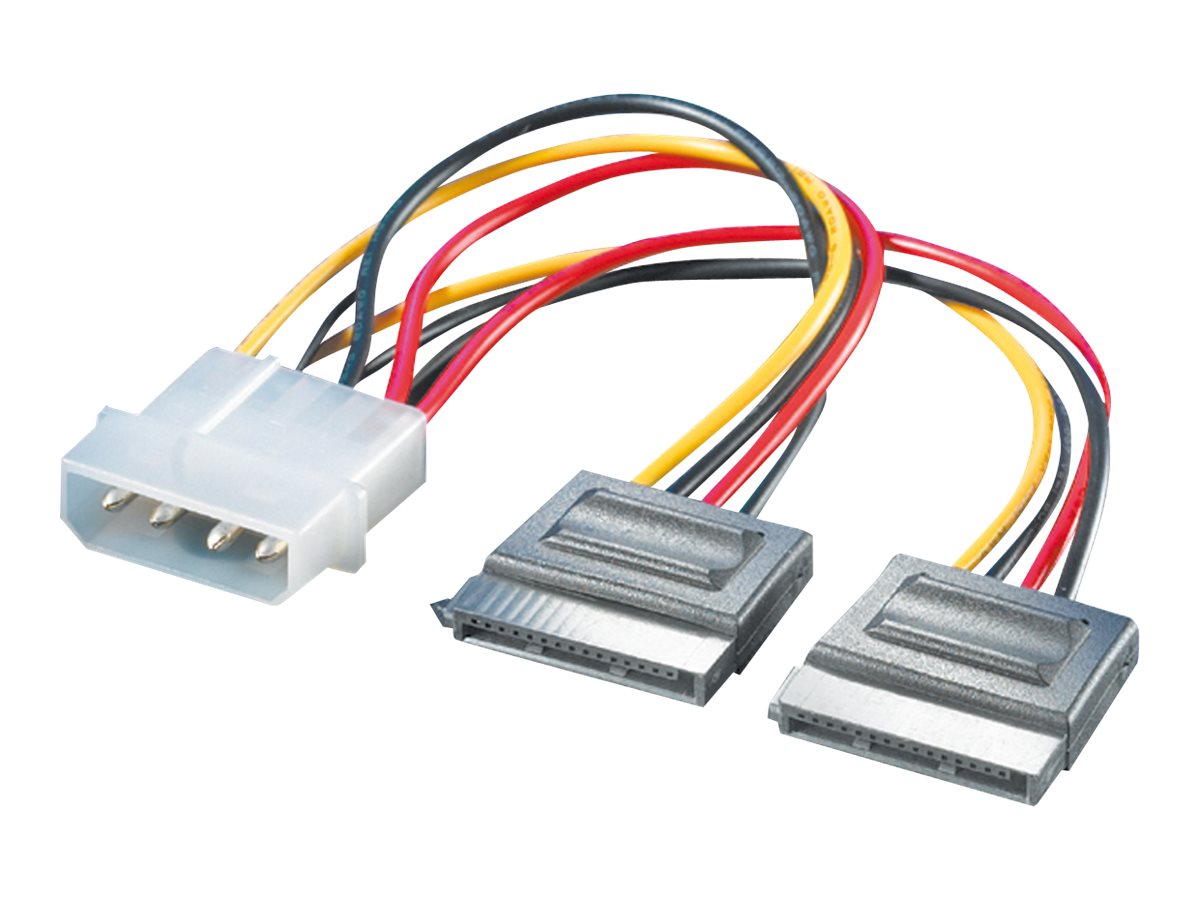 ROLINE Y-Adapterkabel 4 pol. HDD / 2x SATA 0,12m Verpackung