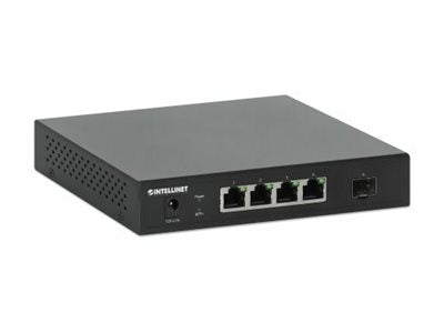 INTELLINET 5-Port Switch mit Vier 10/100/1000/2500 Mbit/s-RJ45-Ports ein 10G SFP+ Steckplatz Desktop-Format optionale Wandmontage