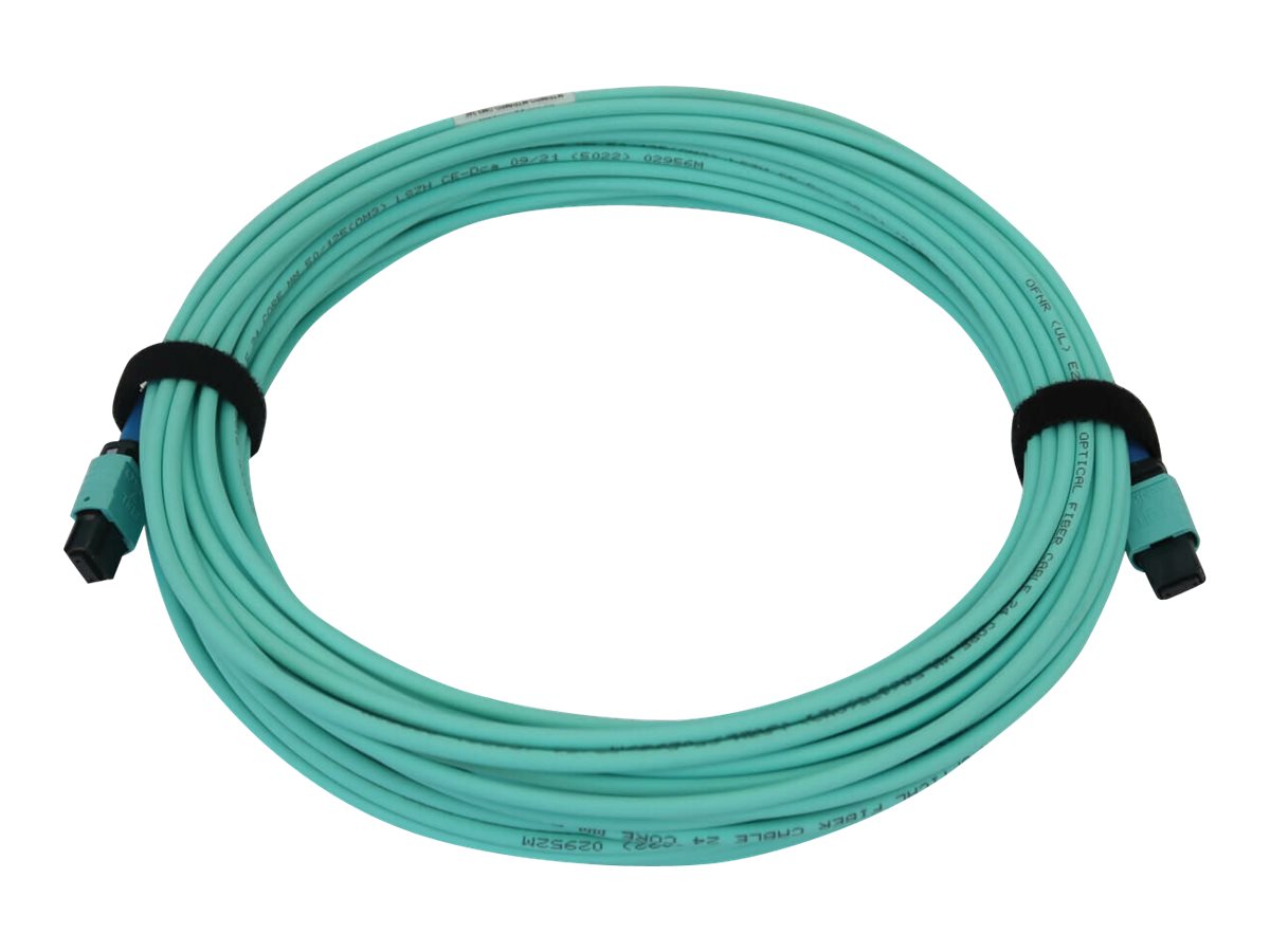 EATON TRIPPLITE 40/100/400G Multimode 50/125 OM3 Fiber Optic Cable 24F MTP/MPO-PC F/F LSZH Aqua 15m 49
