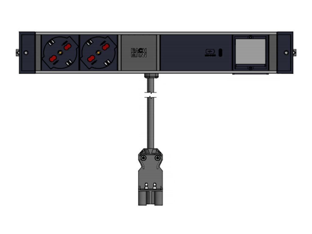 BACHMANN DESK RAIL 2xP40 1xUSB C 60W 1xCM 2,0m GST18 Italia - Vorderansicht