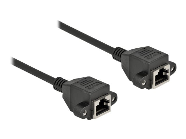 DELOCK Netzwerk Verlängerungskabel S/FTP RJ45 Buchse zu RJ45 Buchse Cat.6A 25cm schwarz - Verpackung