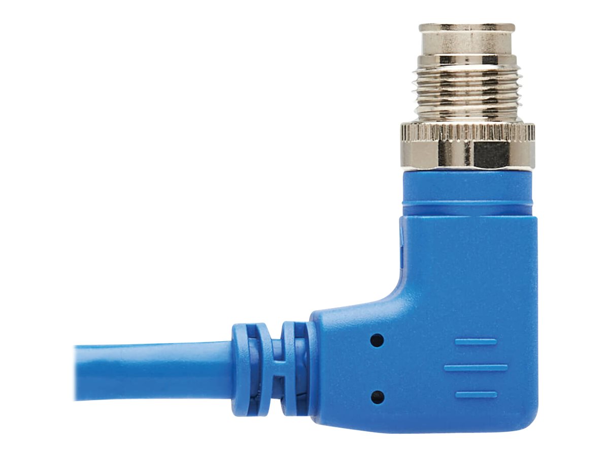 EATON TRIPPLITE M12 X-Code Cat6 1G UTP CMR-LP Ethernet Cable Right-Angle M/M IP68 PoE Blue 10m 32
