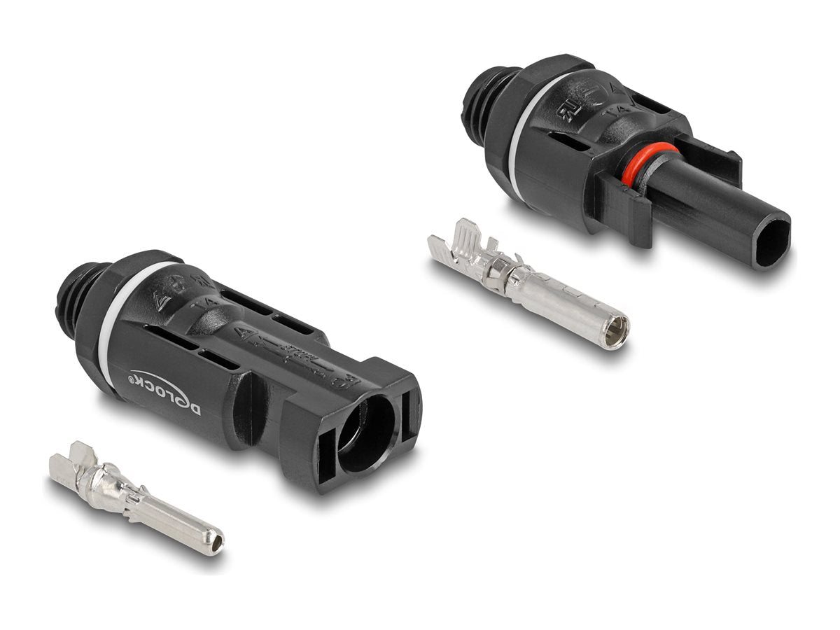 DELOCK DL4 Solar Konnektoren zum Crimpen Stecker und Buchse schwarz - Vorderansicht