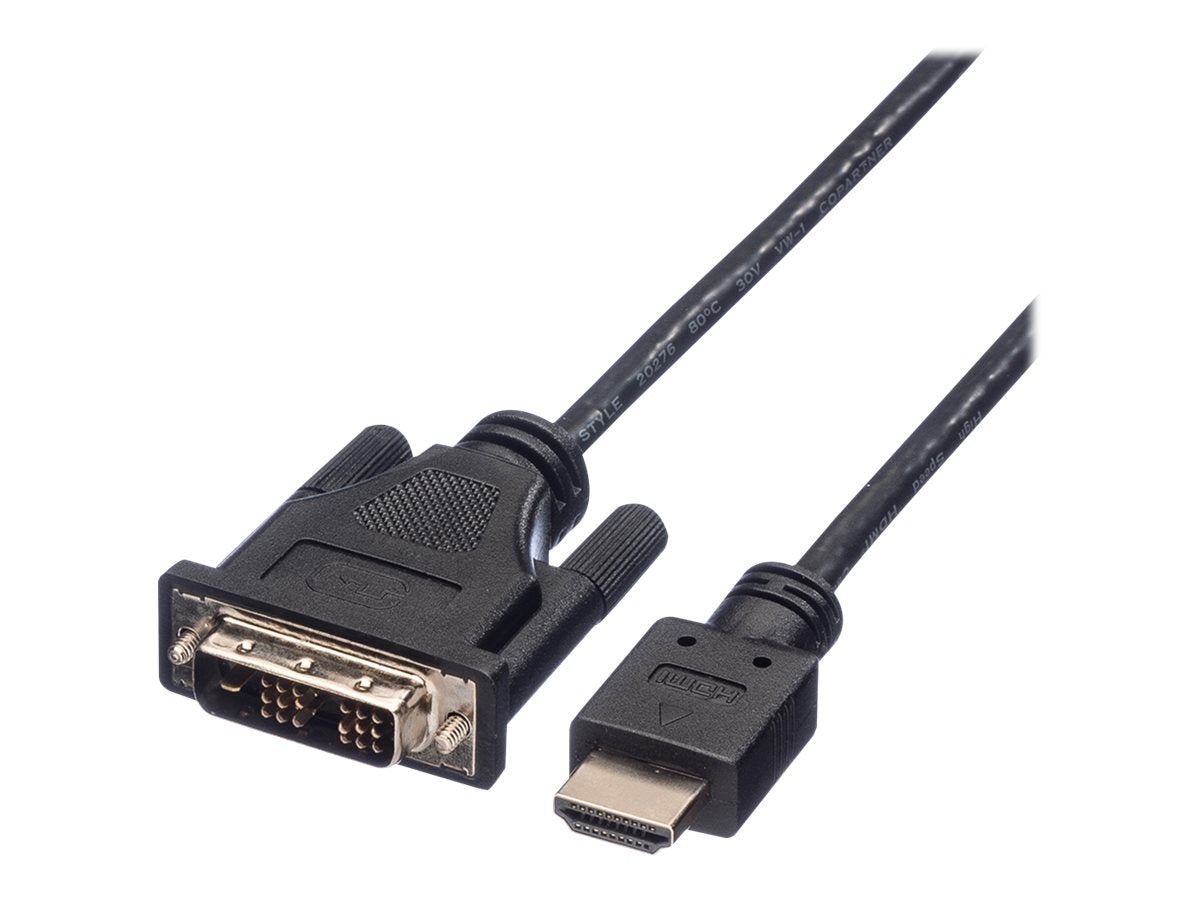 ROLINE Kabel DVI 18+1 ST - HDMI ST schwarz 3m Vorderansicht