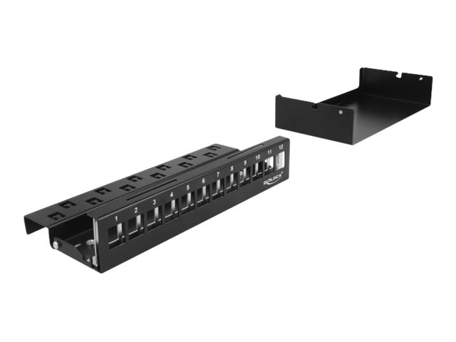 DELOCK Keystone Patchpanel 12 Port schwarz Montageansicht