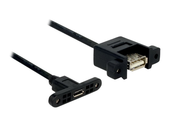 DELOCK Kabel USB 2.0 micro-B Buchse zum Einbau > USB 2.0 A Buchse zum Einbau 1 m - Vorderansicht