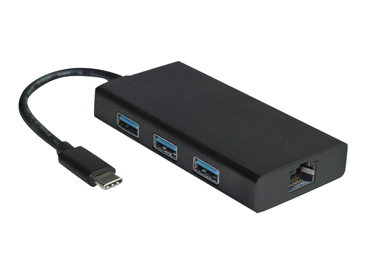 VALUE USB 3.2 Gen 1 Typ C zu Gigabit Ethernet Konverter + Hub Rückansicht