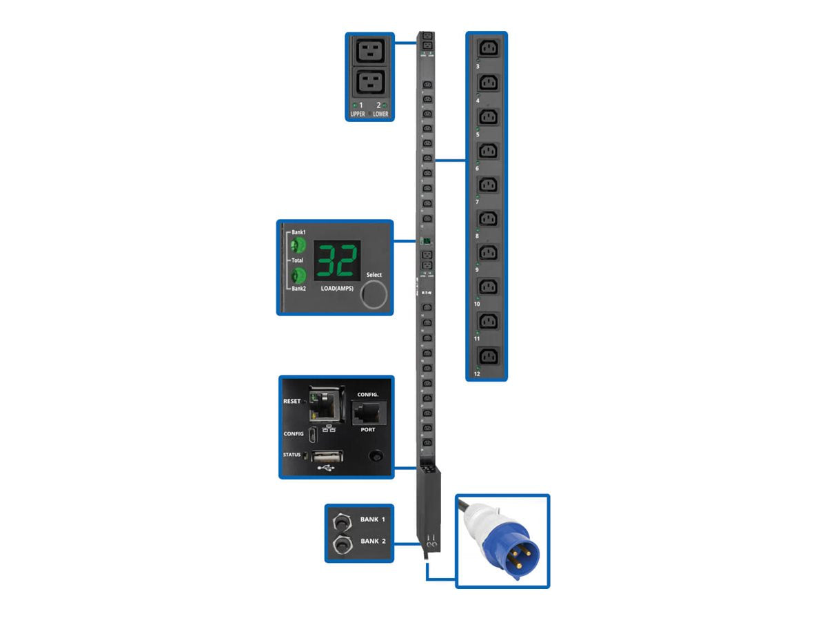 EATON 7,7kW Single-Phase Switched PDU Vorderansicht