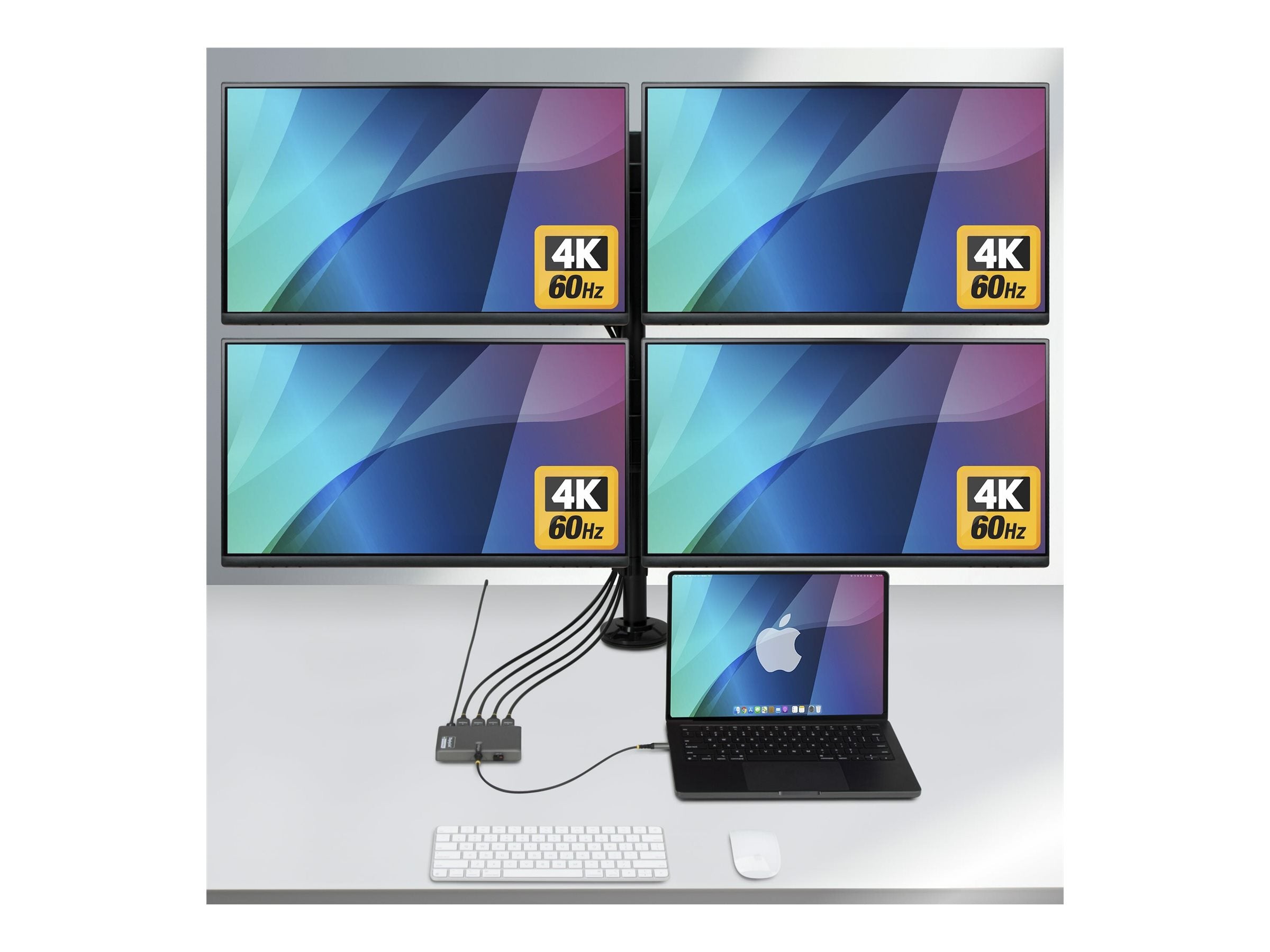 STARTECH.COM USB-C zu 4-Monitor Workstation Adapter 4K 60Hz HDMI 140W PD Passthrough USB fur Tastatur und Maus TAA
