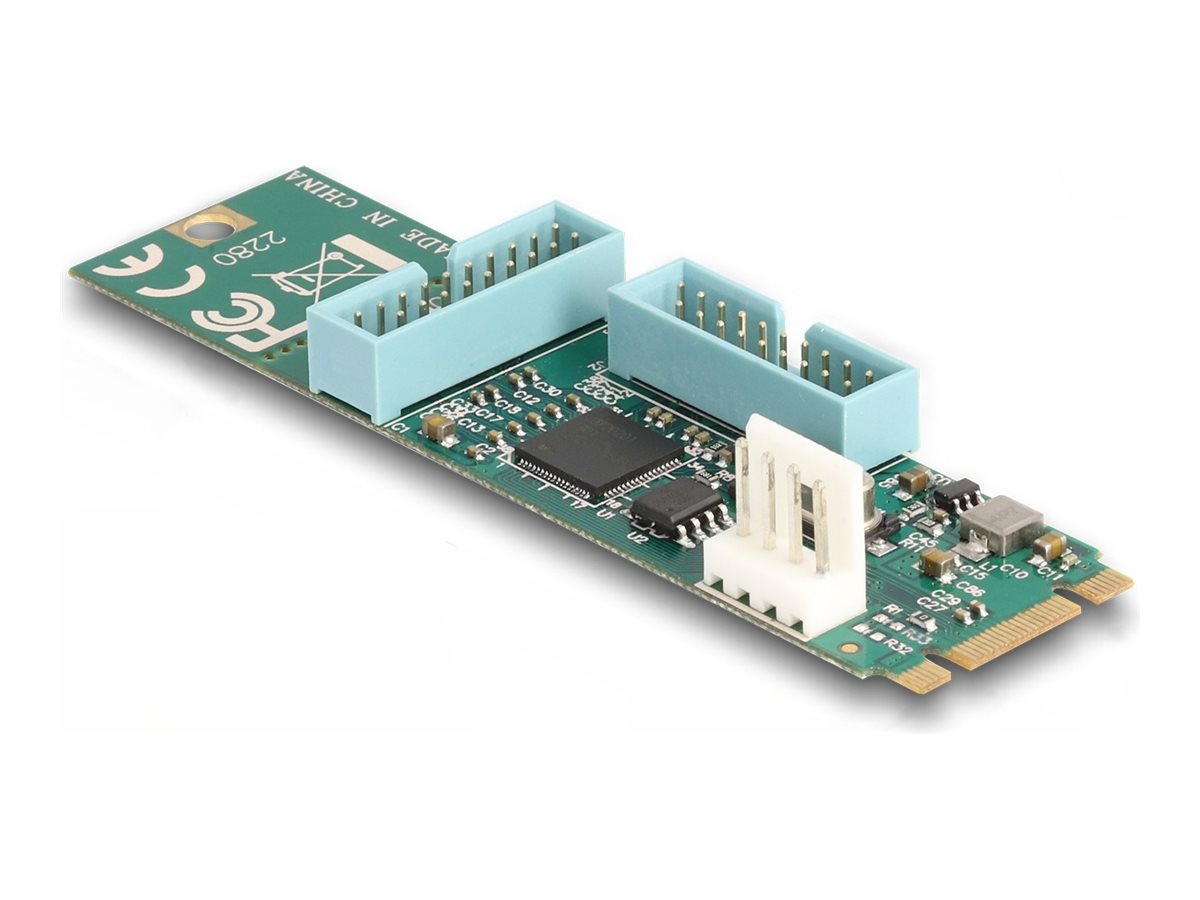 DELOCK Konverter M.2 Key B+M Stecker zu 4 x USB 5 Gbps Typ-A Buchse Vorderansicht