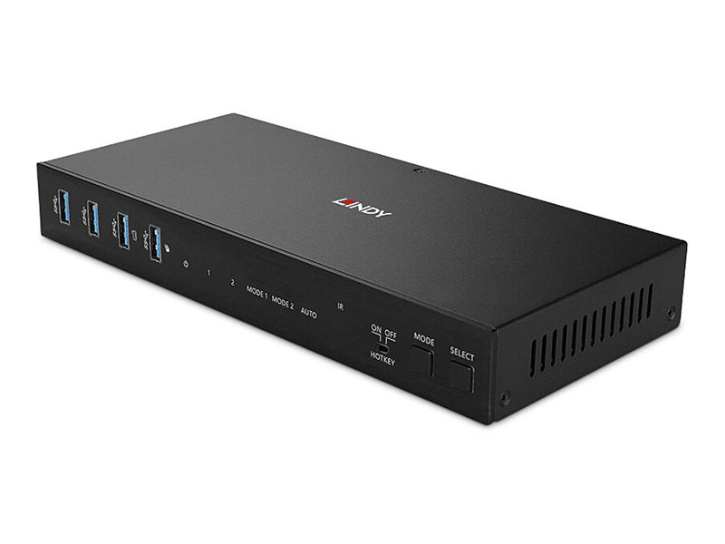 LINDY 2 Port Dual Head HDMI 4K60 USB 3.0 KVM Switch - Vorderansicht