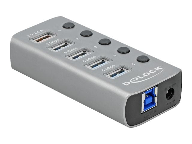 DELOCK USB 3.2 Gen 1 Hub mit Schalter und Beleuchtung