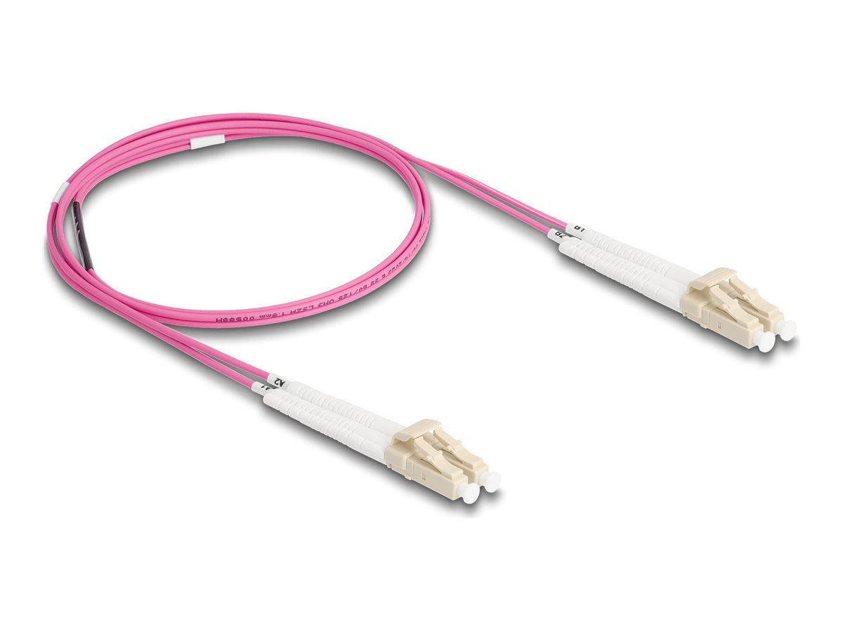 DELOCK LWL Kabel LC Duplex zu LC Duplex Multimode OM4 winkelbar 1m - Vorderansicht