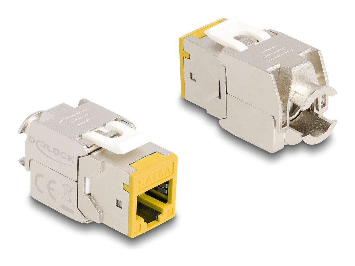 DELOCK Keystone Modul RJ45 Buchse zu LSA Cat.6A werkzeugfrei Vorderansicht
