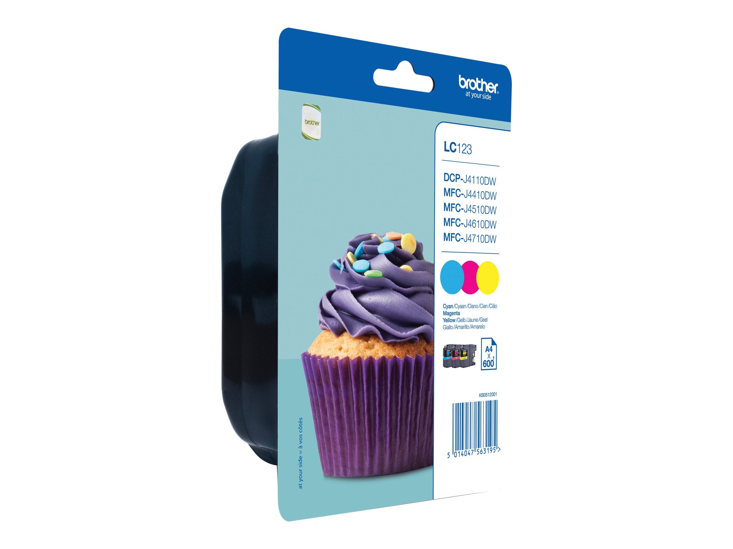 BROTHER LC-123 Tinte cyan, magenta und gelb Vorderansicht