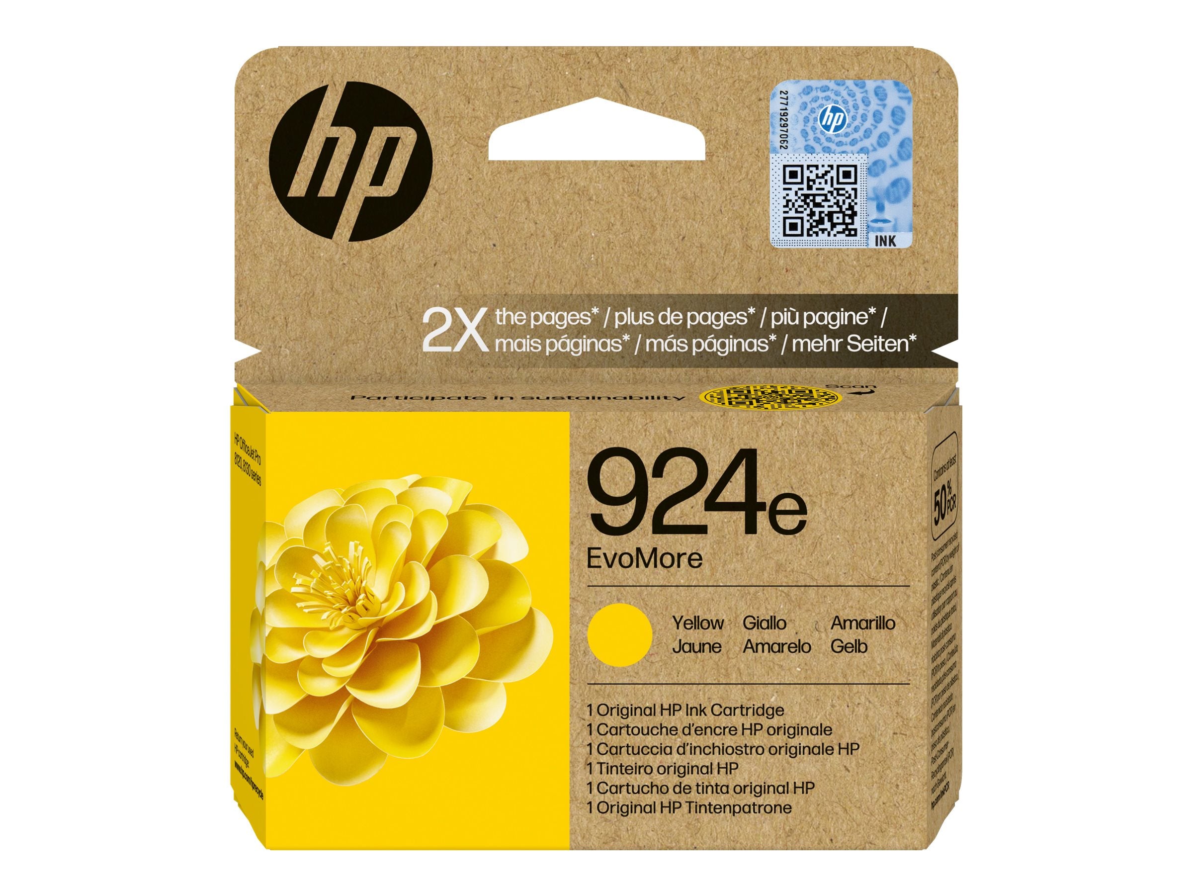 HP 924e EvoMore Gelb Original Tintenpatrone Verpackung