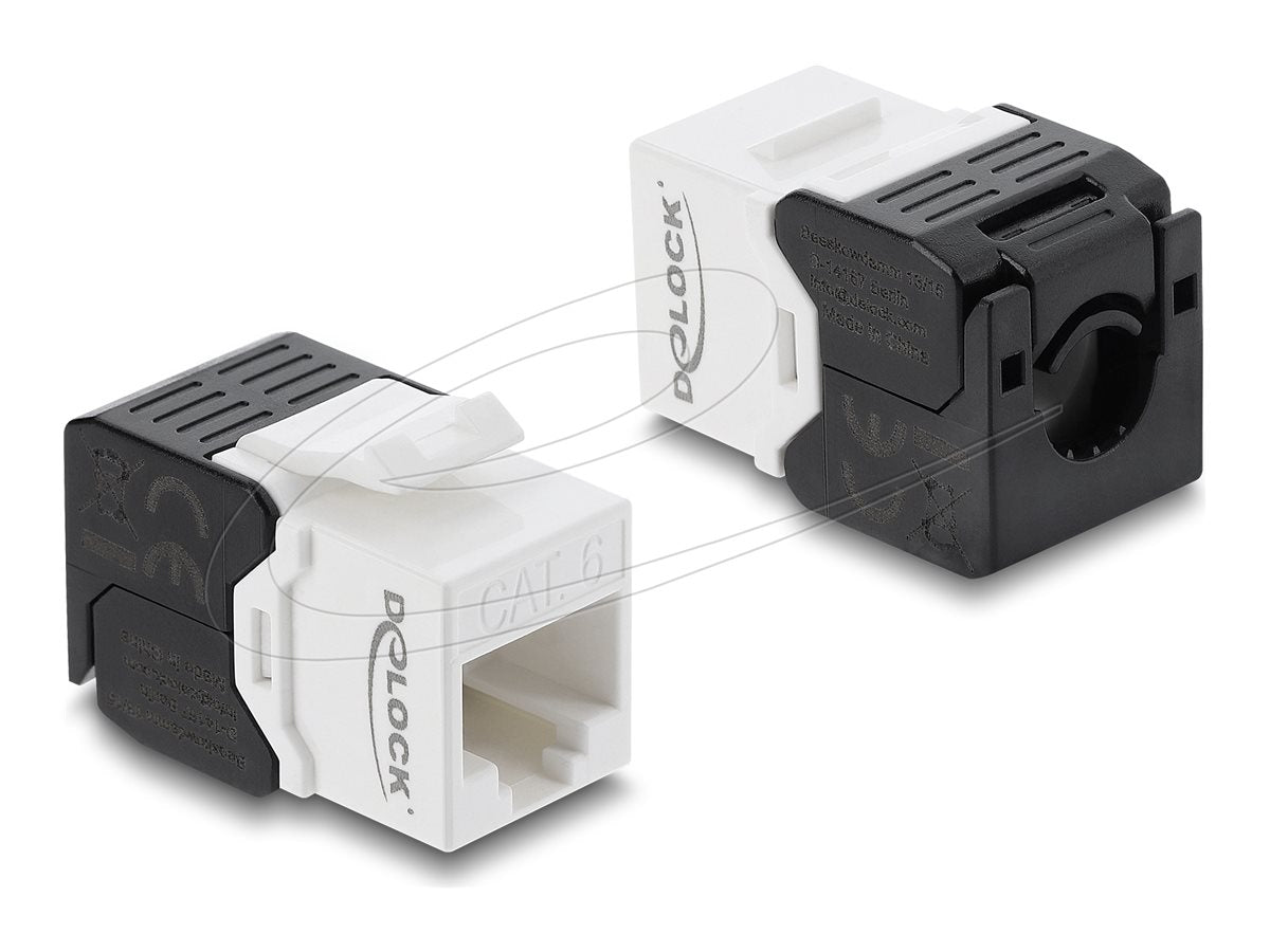 DELOCK Keystone Modul RJ45 Buchse zu LSA Cat.6 UTP werkzeugfrei schwarz / weiss - Vorderansicht