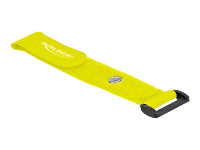 DELOCK Klett-Kabelbinder mit Schlaufe und Befestigungsöse L 190 x B 25mm gelb 5 Stück