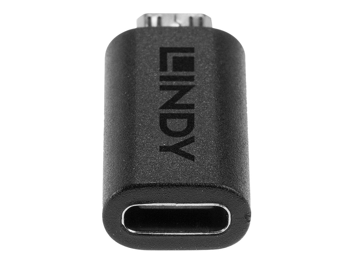 LINDY USB 2.0 Adapter Typ C an Micro-B USB Typ C Kupplung an Micro-B Stecker - Vorderansicht