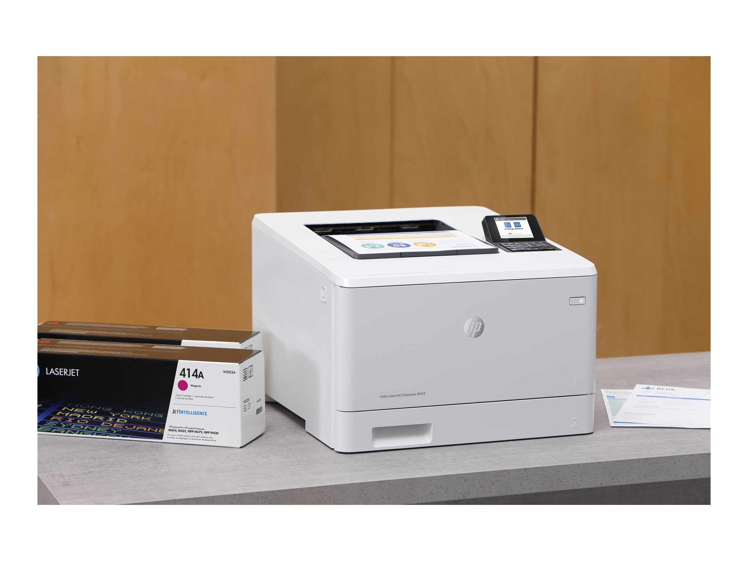 HP Color LaserJet Enterprise M455dn Printer Seitenansicht