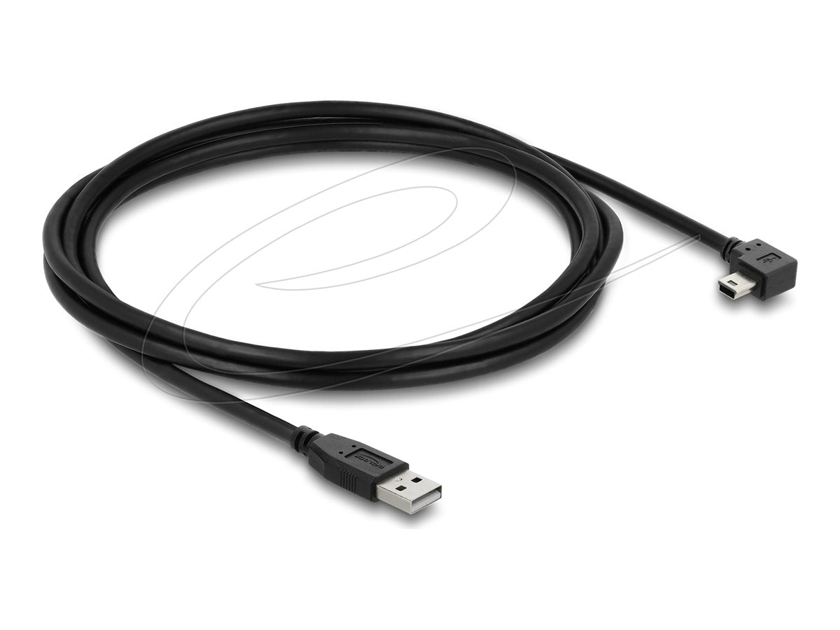 DELOCK USB 2.0 Kabel Typ-A Stecker zu Typ Mini-B Stecker rechts gewinkelt 2m - Vorderansicht