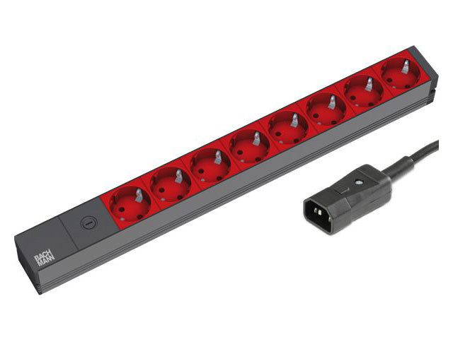 BACHMANN 48,26cm 19Zoll Steckdosenleiste 8-fach Vorderansicht