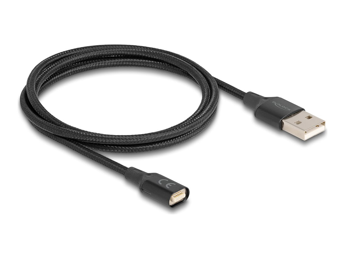 DELOCK Magnetisches USB-Ladekabel schwarz 1m - Vorderansicht