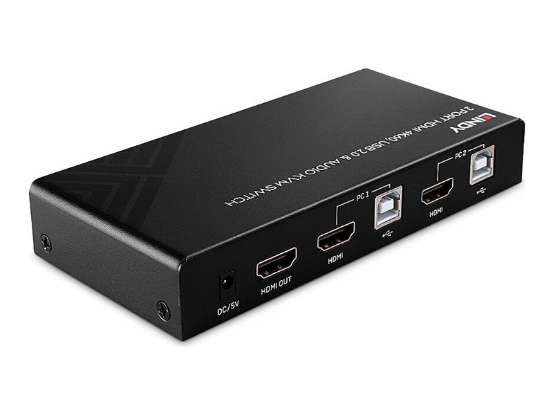 LINDY 2 Port HDMI 4K60 USB 2.0 & Audio KVM Switch Vorderansicht