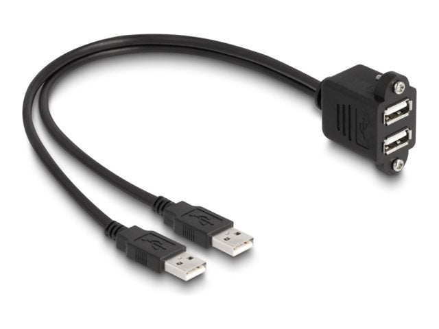 DELOCK USB 2.0 Kabel 2 x USB Typ-A Stecker zu 2 x USB Typ-A Buchse 1m schwarz - Vorderansicht