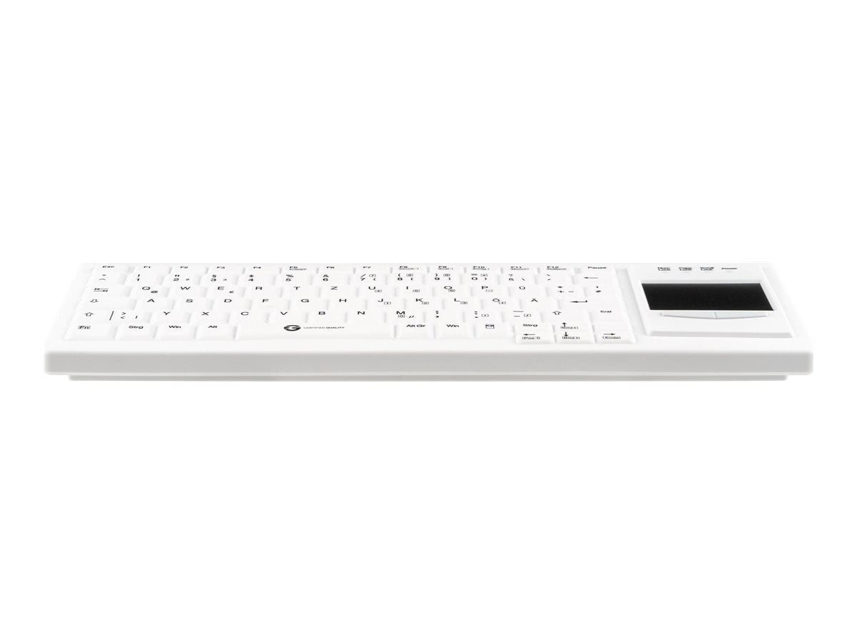 GETT Cleantype Xtra Touch Protect Silikontastatur mit Touchpad IP68 desinfizierbar USB Farbe weiss Layout DE