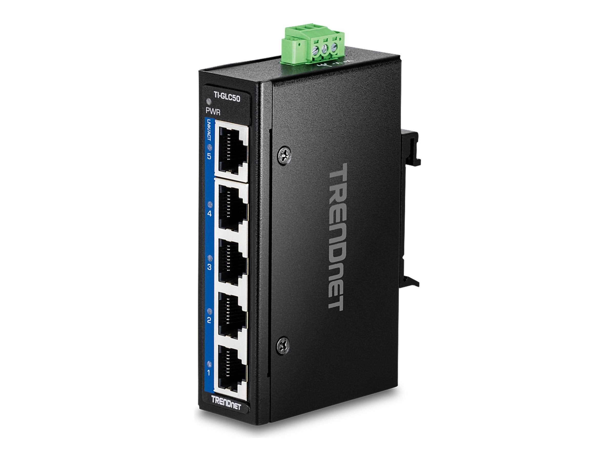 TRENDNET TI-GLC50 5-Port Gigabit Industrial DIN-Rail Mini - Vorderansicht