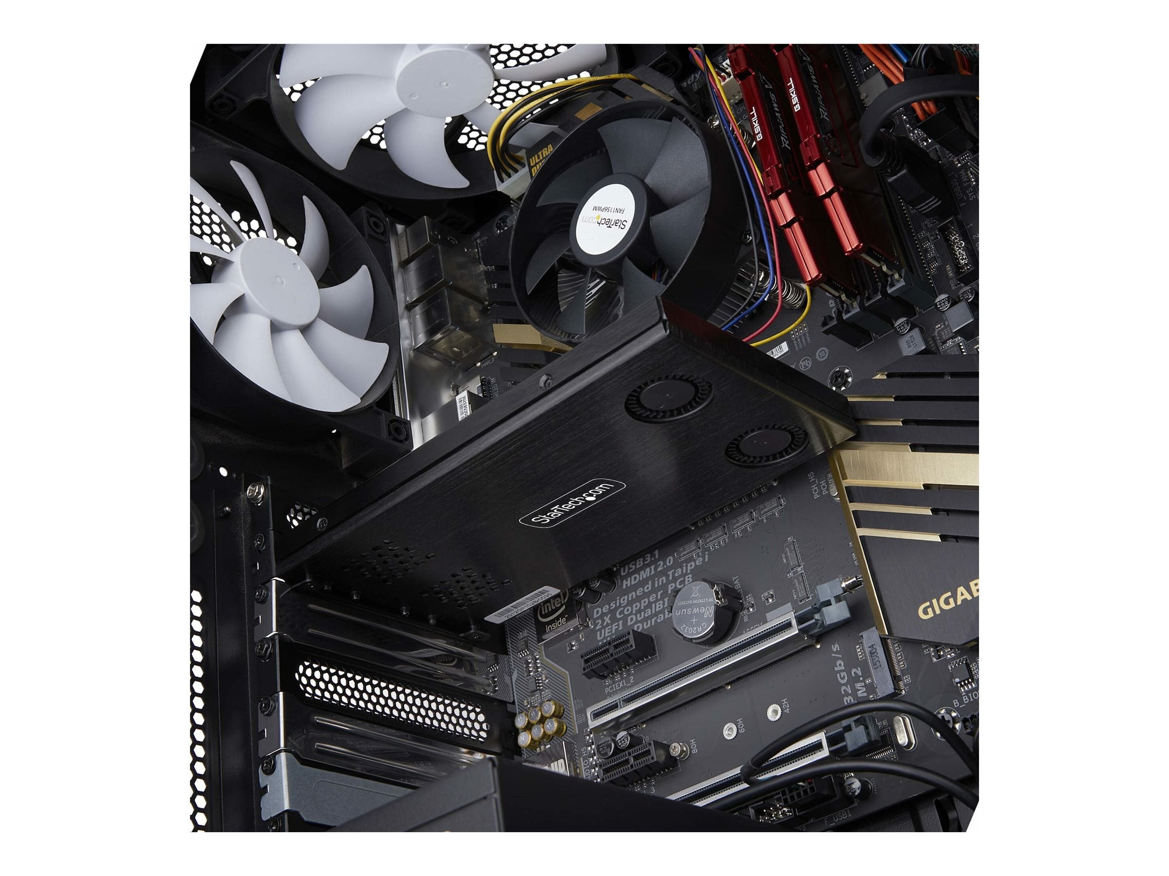 STARTECH.COM Dual-Bay M.2 NVMe Wechselrahmen M.2 SSD zu PCIe x8 Adapter PCI Express Bifurcation nötig Werkzeugloser Einbau