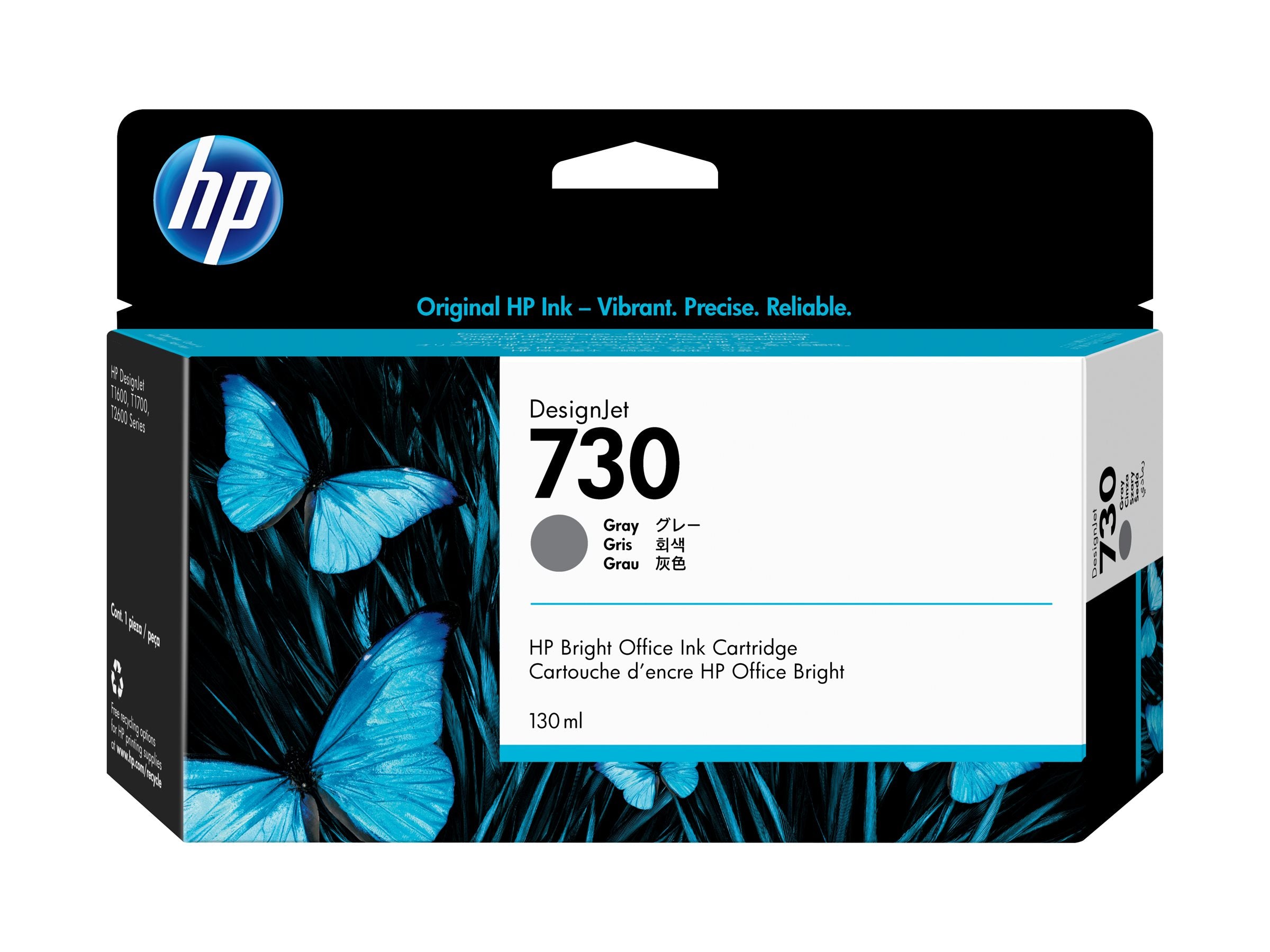 HP 730 130 ml Tinte Grau - Vorderansicht