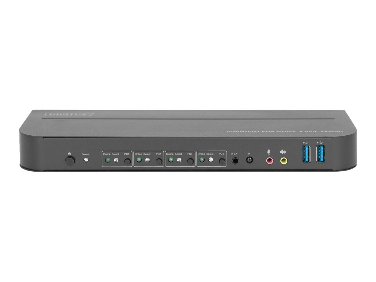 DIGITUS KVM Switch 4x1 DP DP/HDMI Out USB 4Kx2K 60Hz Vorderansicht